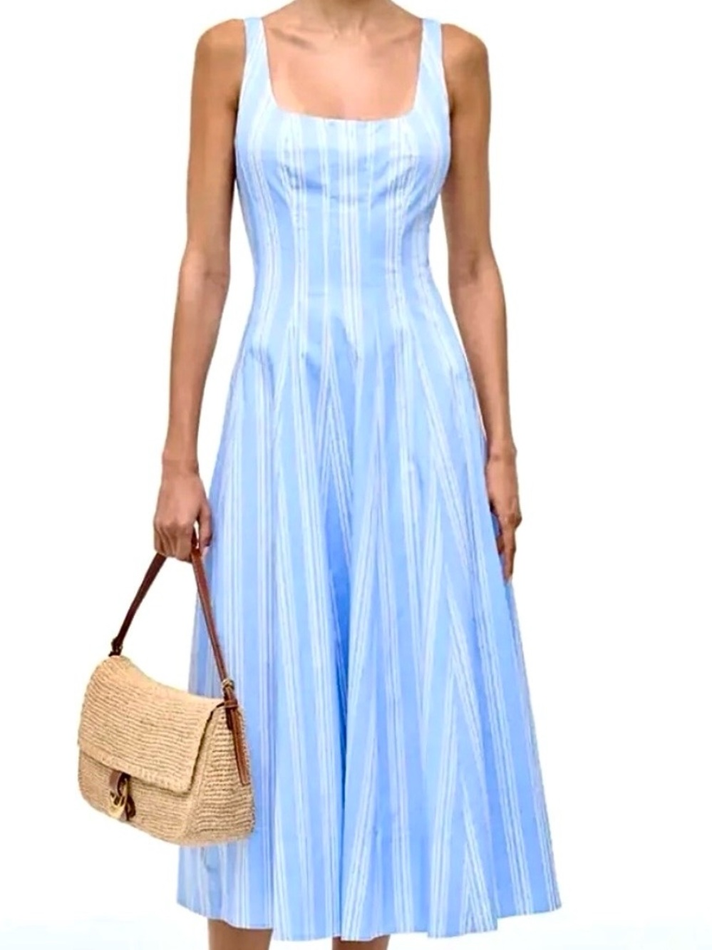 NWT Staud Wells Midi Dress Ventura Stripe 🌟Very Rare🌟